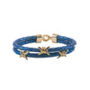 Navy Blue Python Barbwire Bracelet with Pure 14k Gold Barbwire Style Accents