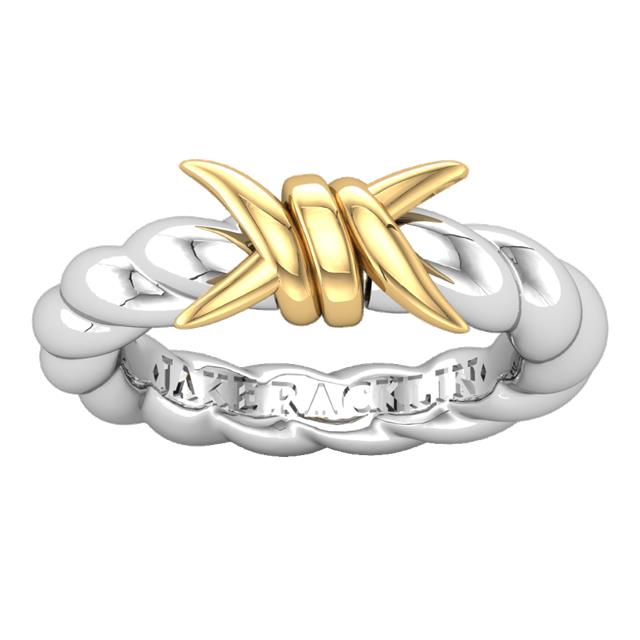 Two-Tone Single Barbwire Ring - Large