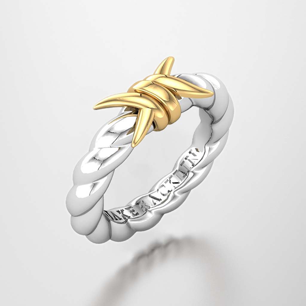 Two-Tone Single Barbwire Ring - Large