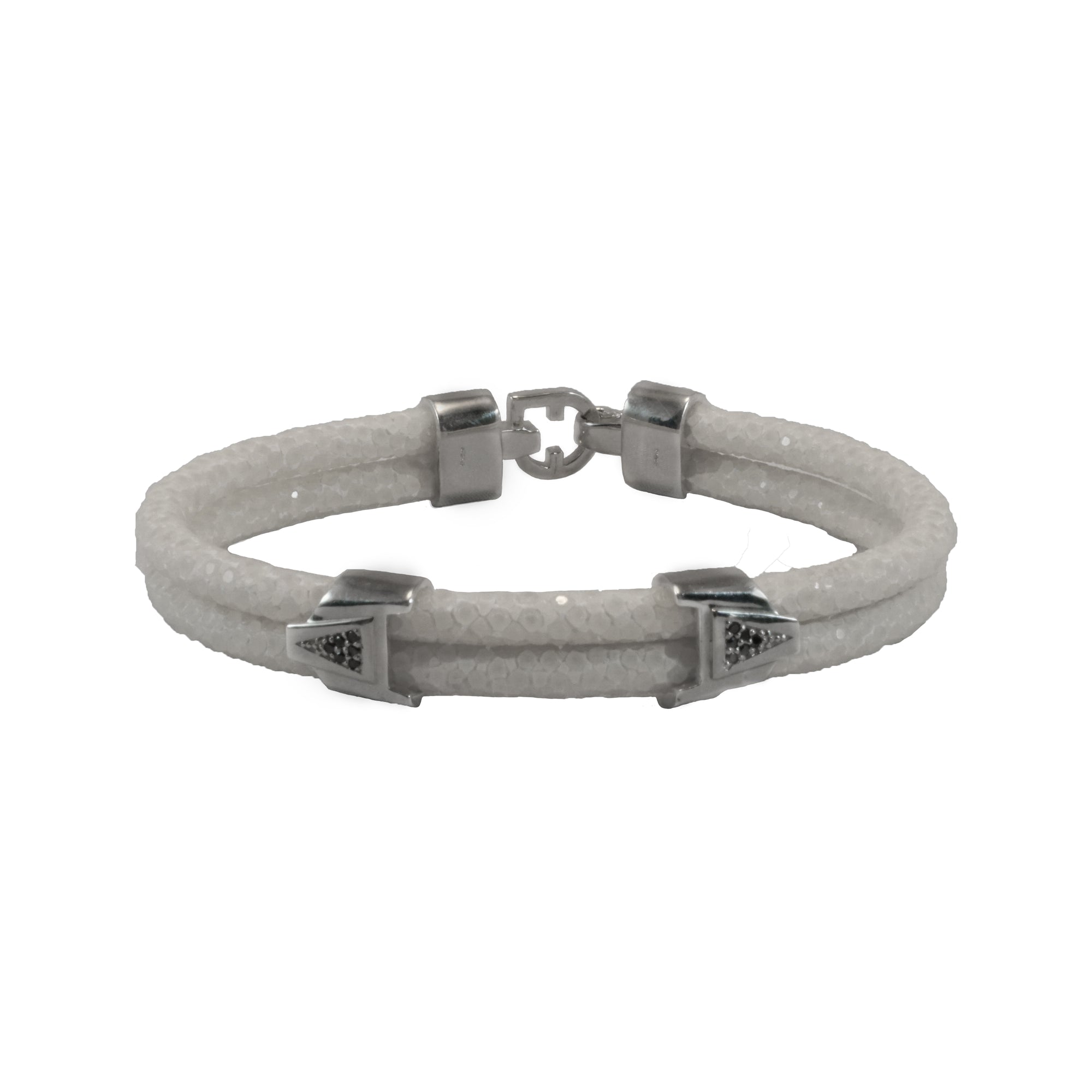 Women's Stingray Black Diamond Arrow Bracelet - White