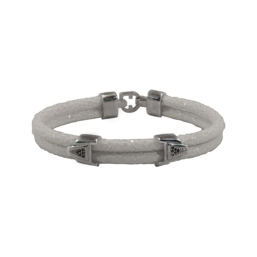 Women's Stingray Black Diamond Arrow Bracelet - White