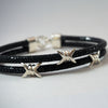 Black Stingray Bracelet with Pure Silver Barbwire Style Accent