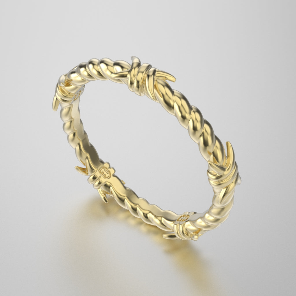 Solid Gold Quintuple Barbwire Ring - Small