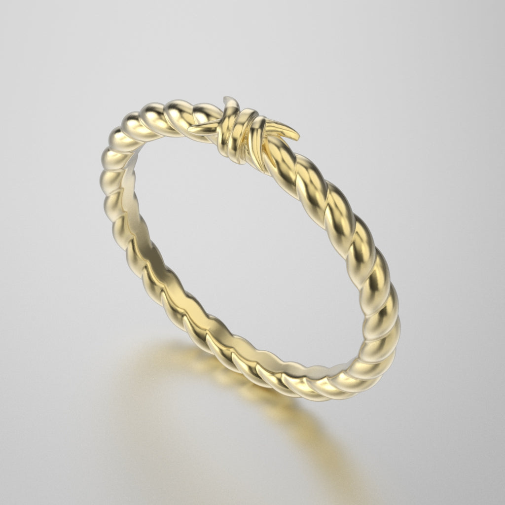 Solid Gold Single Barbwire Ring - Small