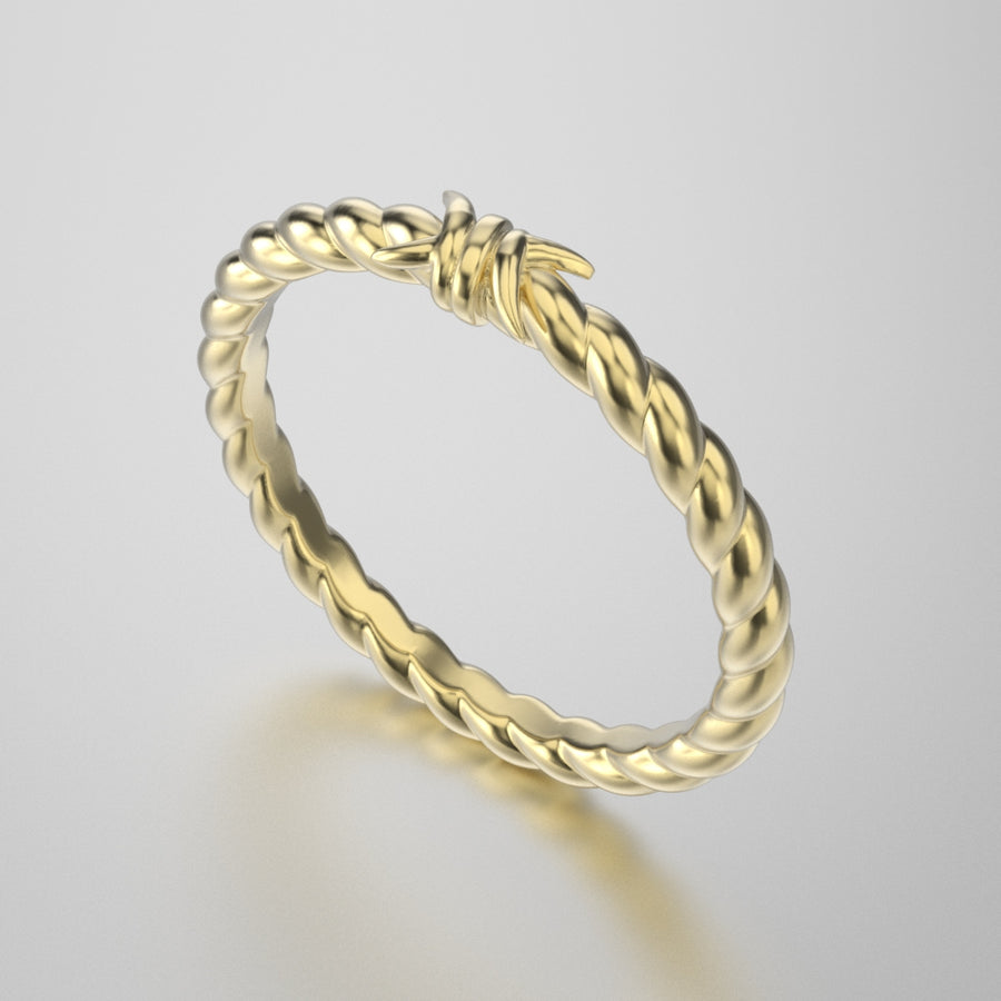 Solid Gold Single Barbwire Ring - Small