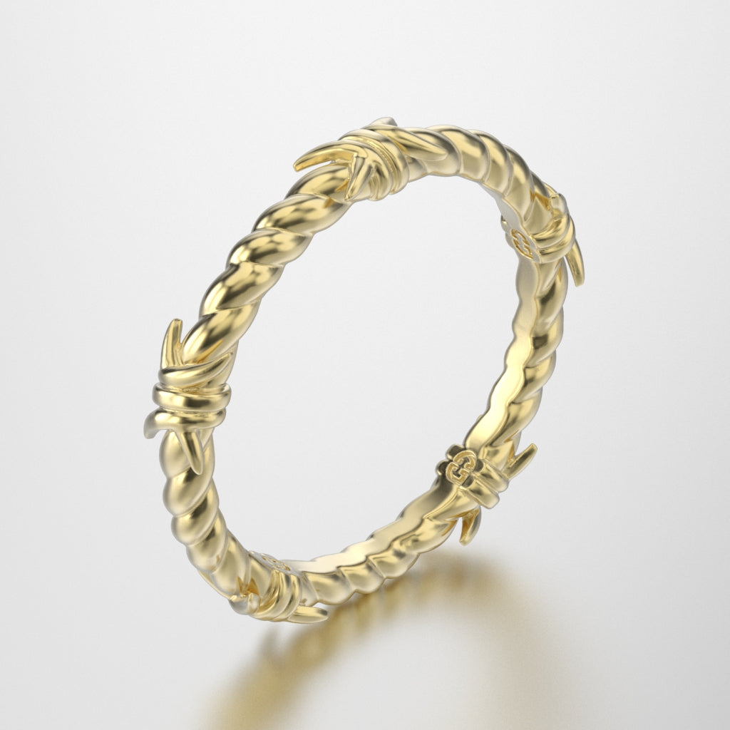 Solid Gold Quintuple Barbwire Ring - Small