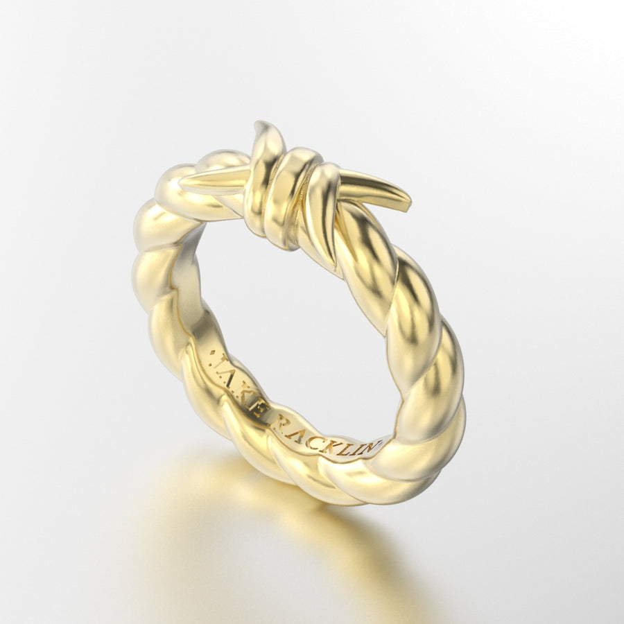 Solid Gold Single Barbwire Ring - Large