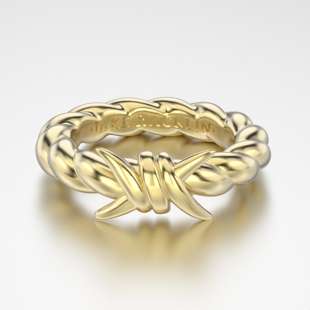 Solid Gold Single Barbwire Ring - Large